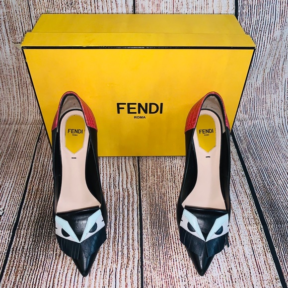 Fendi Shoes - Fendi Multicolor Leather Monster Eyes Pointed Pump